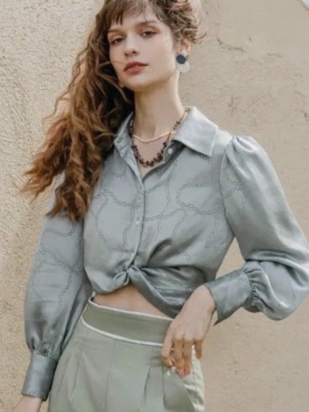 Petite studio sage green blouse S